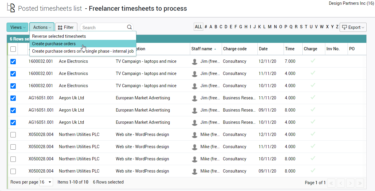 Converting Automated conversion of freelancer timesheets into purchase orders