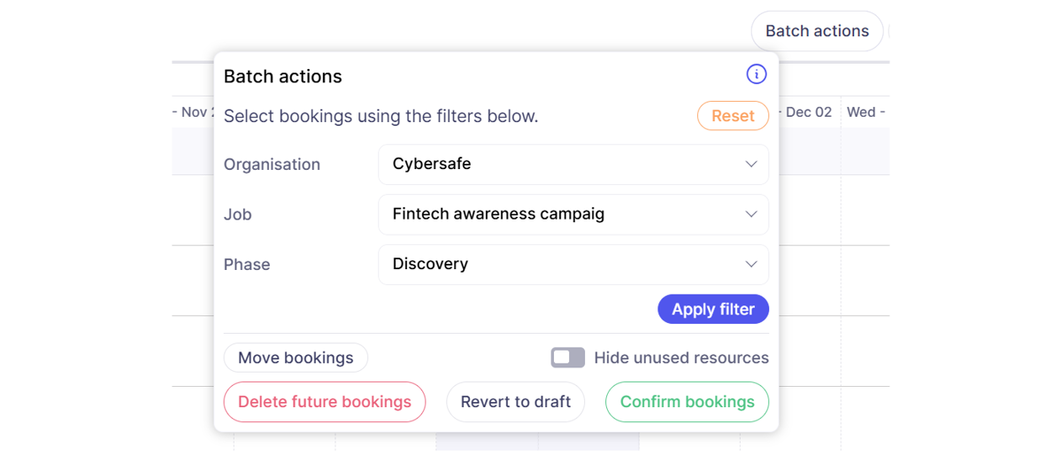 Batch update resource bookings